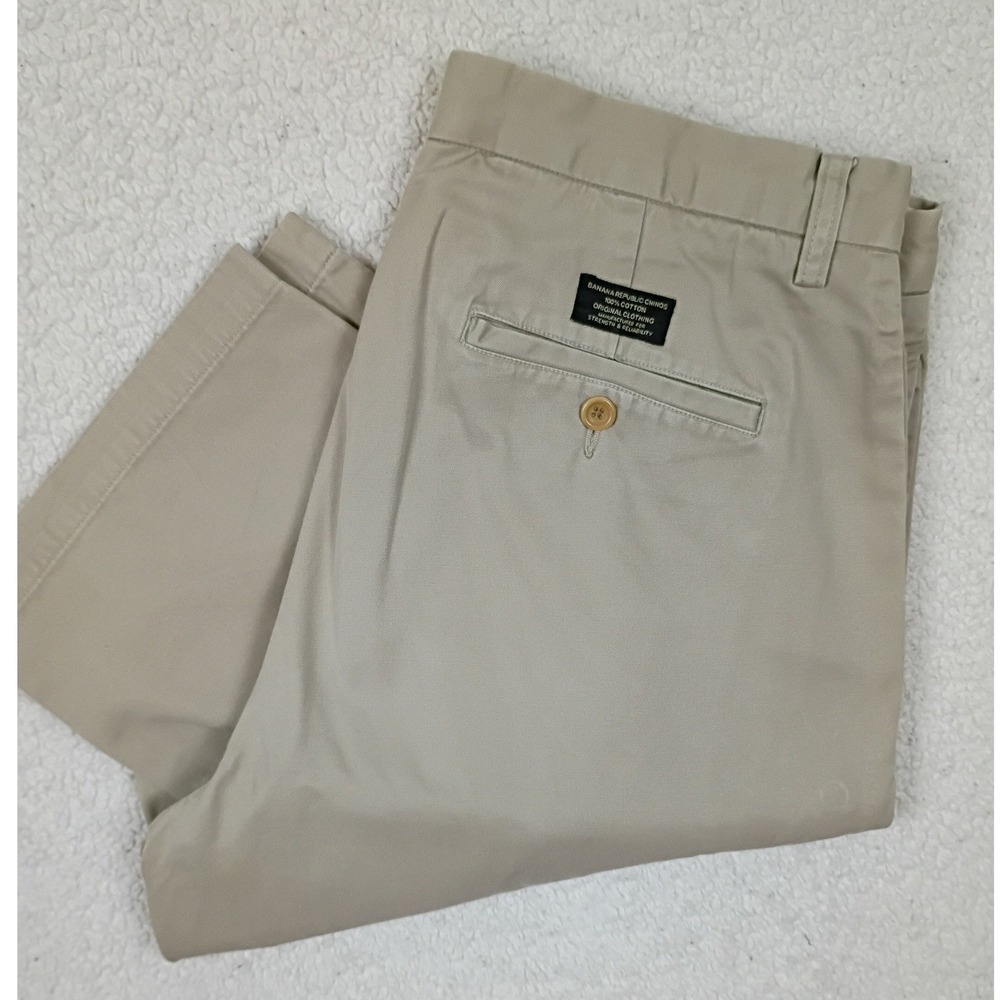 Banana Republic Gavin Chinos Mens 35X34 Khaki Tan Straight Leg Cotton Pants